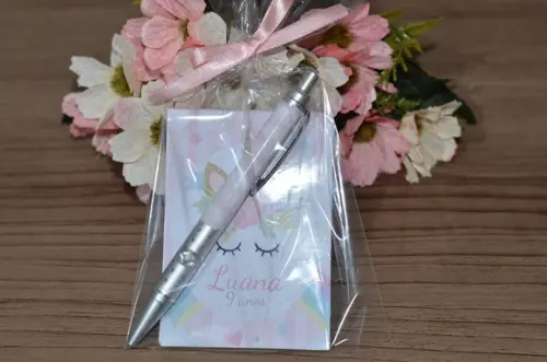 Bloquinho Personalizado com Caneta Unicórnio
