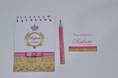 Bloquinho Personalizado com Lápis 15 Anos