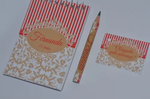 Bloquinho Personalizado com Lápis 15 Anos