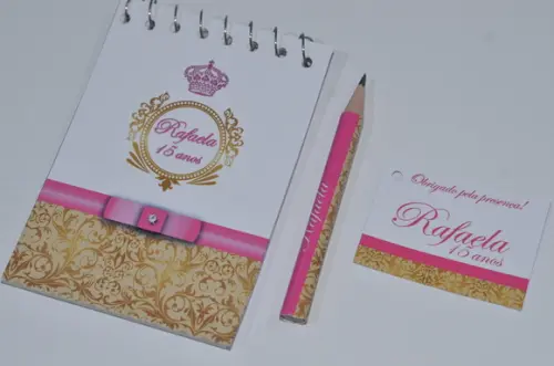 Bloquinho Personalizado com Lápis 15 Anos