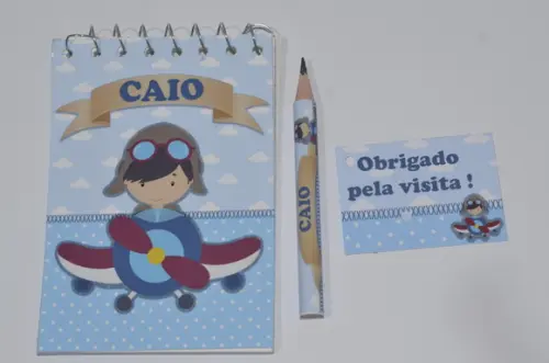 Bloquinho Personalizado com Lápis Aviador