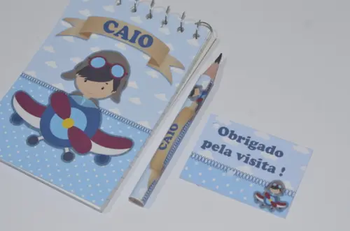 Bloquinho Personalizado com Lápis Aviador