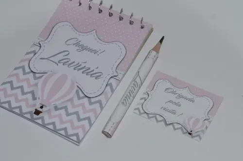 Bloquinho Personalizado com Lápis Balão Chevron