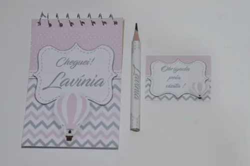 Bloquinho Personalizado com Lápis Balão Chevron