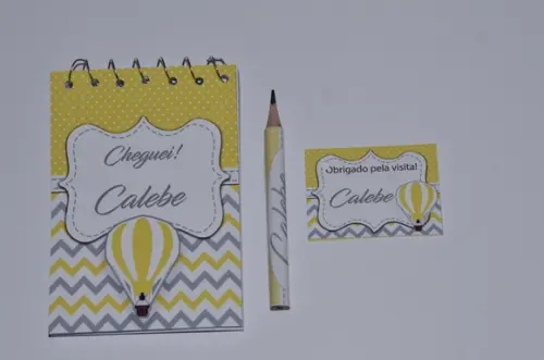 Bloquinho Personalizado com Lápis Balão Chevron