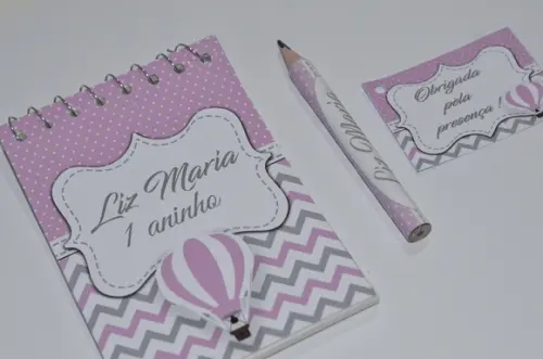 Bloquinho Personalizado com Lápis Balão Chevron