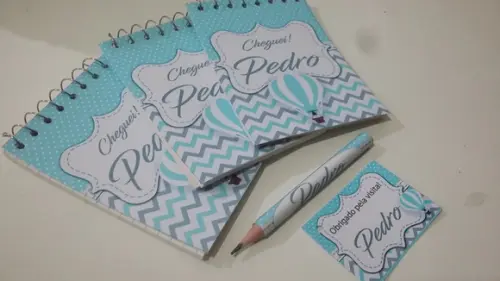 Bloquinho Personalizado com Lápis Balão Chevron