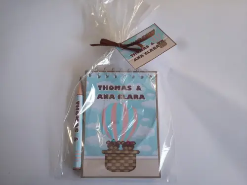 Bloquinho Personalizado com Lápis Balão Gêmeos
