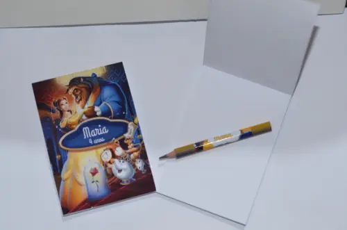 Bloquinho Personalizado com Lápis Bela e a Fera
