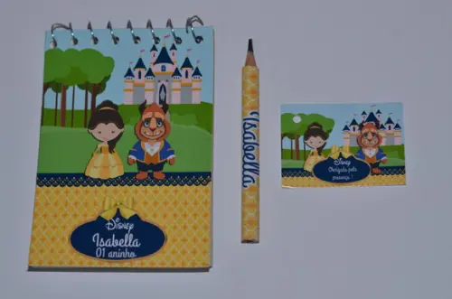 Bloquinho Personalizado com Lápis Bela e a Fera