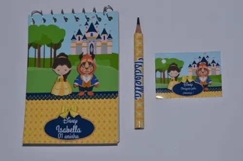 Bloquinho Personalizado com Lápis Bela e a Fera