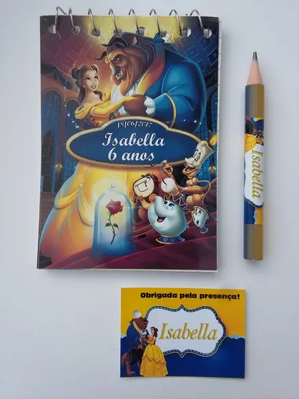 Bloquinho Personalizado com Lápis Bela e a Fera