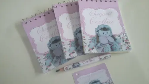 Bloquinho Personalizado com Lápis Boneca de Pano