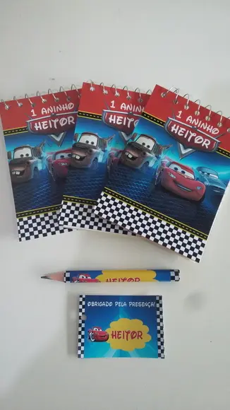 Bloquinho Personalizado com Lápis Carros Disney