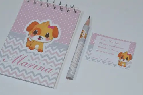 Bloquinho Personalizado com Lápis Cachorrinha