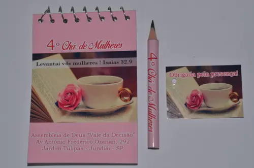 Bloquinho Personalizado com Lápis Chá de Mulheres