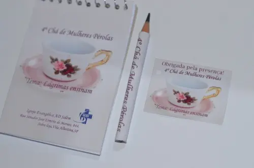 Bloquinho Personalizado com Lápis Chá de Mulheres Atacado