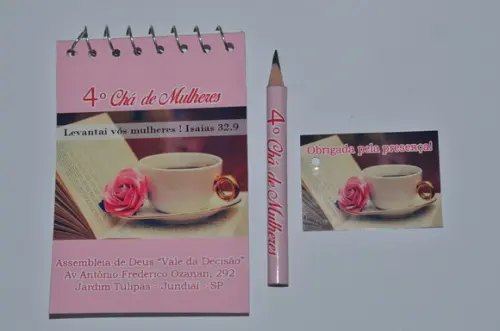 Bloquinho Personalizado com Lápis Chá de Mulheres