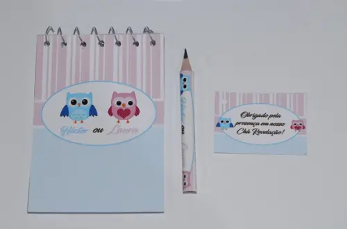 Bloquinho Personalizado com Lápis Chá Revelação