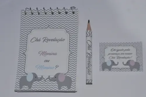 Bloquinho Personalizado com Lápis Chá Revelação