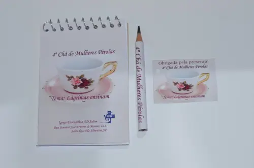 Bloquinho Personalizado com Lápis Chá de Mulheres Atacado