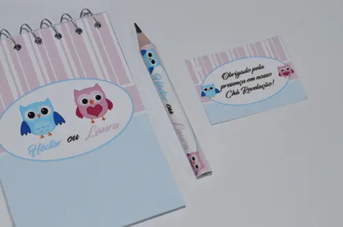Bloquinho Personalizado com Lápis Chá Revelação