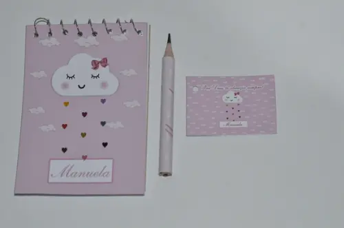 Bloquinho Personalizado com Lápis Chuva de Amor