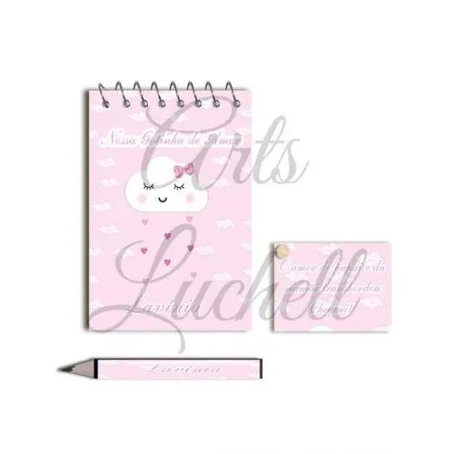 Bloquinho Personalizado com Lápis Chuva de Amor