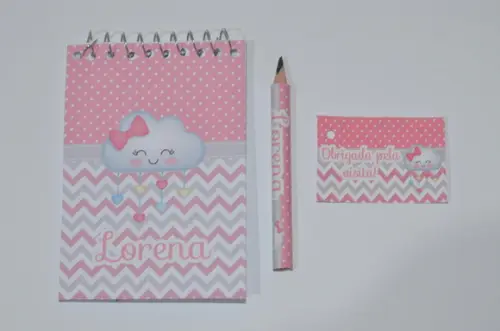 Bloquinho Personalizado com Lápis Chuva de Amor