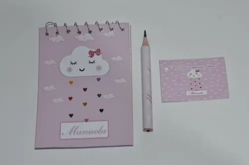 Bloquinho Personalizado com Lápis Chuva de Amor