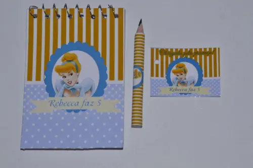Bloquinho Personalizado com Lápis Cinderela