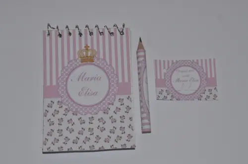 Bloquinho Personalizado com Lápis Coroa Princesa