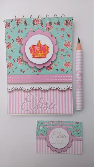 Bloquinho Personalizado com Lápis Coroa Princesa