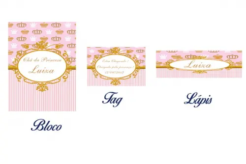 Bloquinho Personalizado com Lápis Coroa Princesa