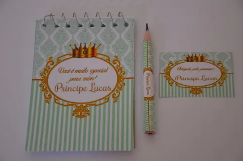 Bloquinho Personalizado com Lápis Coroa Principe