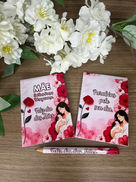 Bloquinho Personalizado com Lápis Dia das Mães