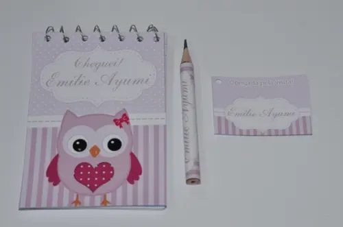 Bloquinho Personalizado com Lápis Corujinha