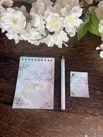 Bloquinho Personalizado com Lápis Dia das Mães