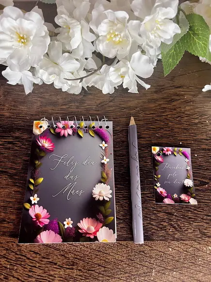 Bloquinho Personalizado com Lápis Dia das Mães
