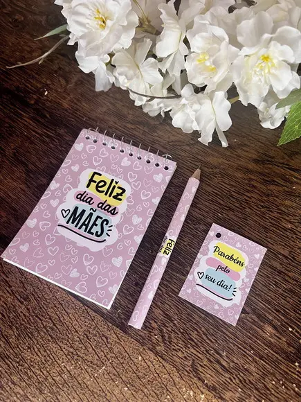 Bloquinho Personalizado com Lápis Dia das Mães