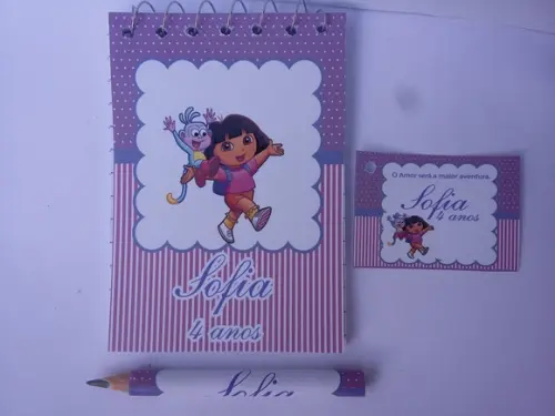 Bloquinho Personalizado com Lápis Dora Aventureira