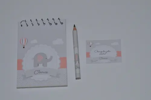 Bloquinho Personalizado com Lápis Elefantinho