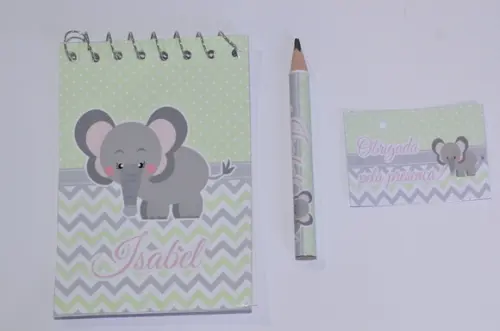 Bloquinho Personalizado com Lápis Elefantinho