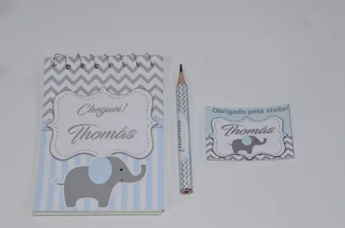 Bloquinho Personalizado com Lápis Elefantinho