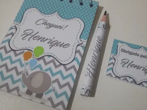 Bloquinho Personalizado com Lápis Elefantinho
