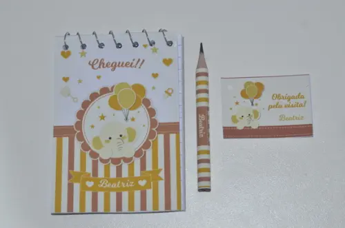 Bloquinho Personalizado com Lápis Elefantinho