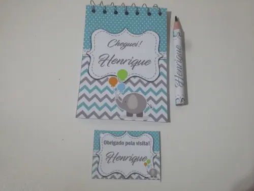 Bloquinho Personalizado com Lápis Elefantinho