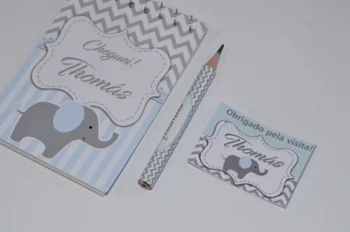 Bloquinho Personalizado com Lápis Elefantinho