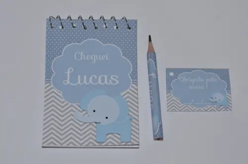 Bloquinho Personalizado com Lápis Elefantinho