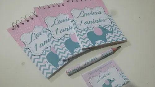 Bloquinho Personalizado com Lápis Elefantinho